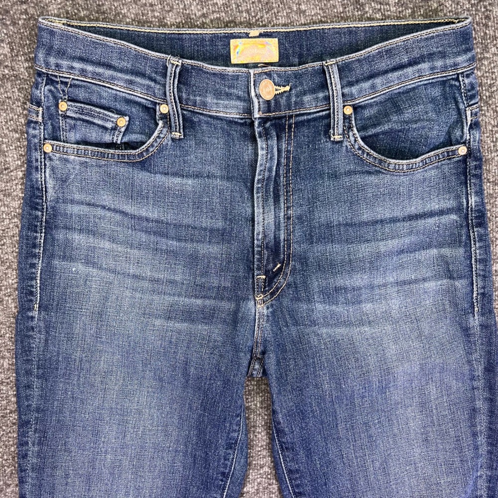 Mother The Insider Crop Step Fray Women 28x25 Blue Slim Bootcut Casual High Rise - Picture 6 of 16